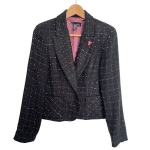 Frank Lyman Black and pink floral Tweed Jacket size 10